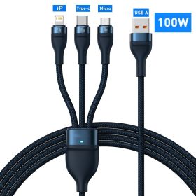 3 In 1 USB C Cable For IPhone 14 Pro 11 Charger Cable 100W (Option: Blue-2 Style-1.2M)