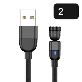 Magnetic Data Cable Threeinone 540-degree Rotation  Charging Cable Suitable (Option: 2meters black single wire)