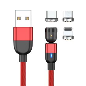 Magnetic Data Cable Threeinone 540-degree Rotation  Charging Cable Suitable (Option: 1m 3in1 red)