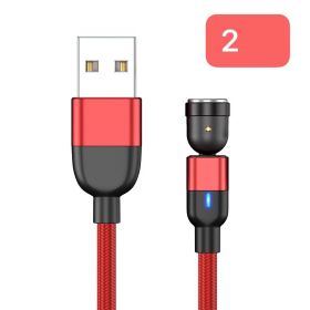 Magnetic Data Cable Threeinone 540-degree Rotation  Charging Cable Suitable (Option: 2meters red single wire)