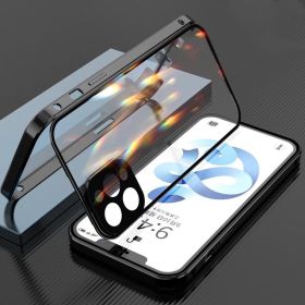 Compatible For Iphonexr Double-Sided Buckle Magneto Mobile Phone Case (Option: Black-IPhone XR)