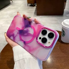 Ink Color Oil Painting Magnetic Suction Phone Case (Option: Pink-IPhone14 pro)