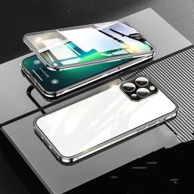 Suitable For 14 Mobile Phone Case Double-sided Magnetic Glass (Option: Silver-IPhone14ProMax)