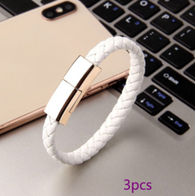 New Bracelet Charger USB Charging Cable Data Charging Cord For IPhone14 13 Max USB C Cable For Phone Micro Cable (Option: White 3pcs-Android interface-20cm)