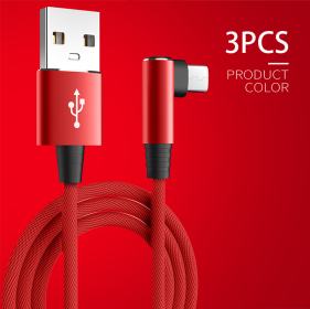 Mobile Phone Elbow Fast Charging Data Cable (Option: Red-1M-3PCS)