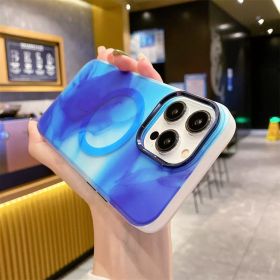 Ink Color Oil Painting Magnetic Suction Phone Case (Option: Blue-Iphone13)