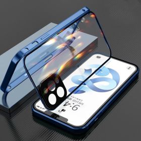 Compatible For Iphonexr Double-Sided Buckle Magneto Mobile Phone Case (Option: Blue-IPhone XR)