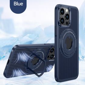 Pull Rod Magnetic Invisible Stand Phone Protective Case (Option: Blue-Iphone14pro)