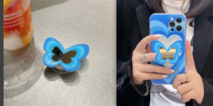 Color Butterfly Stand Silicone Phone Case (Option: Suit-IPhone14)