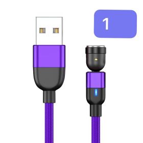 Magnetic Data Cable Threeinone 540-degree Rotation  Charging Cable Suitable (Option: 1meter purplesingle line)