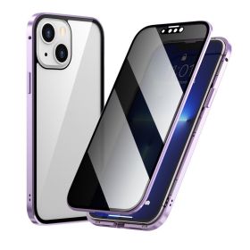 Privacy-proof Magneto Phone Case Double Sided Metal Frame (Option: Light Purple-IPhone14)