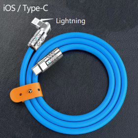 Fast Charge Zinc Alloy Elbow 180 Degrees Rotation Data Cable (Option: Blue-Type C to Lightning-1M)