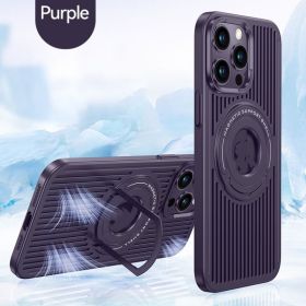 Pull Rod Magnetic Invisible Stand Phone Protective Case (Option: Purple-Iphone 12Pro)