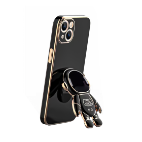 6D Plating Case Cover With Stand Astronaut Case; Black ; Phone Case For ; iPhone14/14Plus/14Pro/14ProMax (Color: Black)