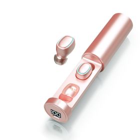 Wireless Bluetooth In-ear Invisible Mini Battery Life Long Standby Noise Cancelling Headsets (Color: Pink)