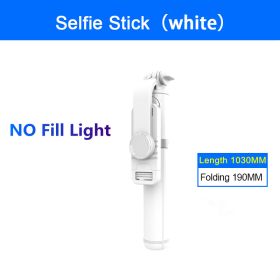 New Selfie Stick Bluetooth Wireless Remote Control Selfie With Fill Light Foldable Monopod Tripod for mobile Phone Holder (Color: White No Light)