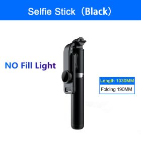 New Selfie Stick Bluetooth Wireless Remote Control Selfie With Fill Light Foldable Monopod Tripod for mobile Phone Holder (Color: Black No Light)