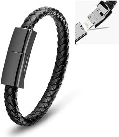 Bracelet USB Charging Cable Outdoor Portable Leather Mini Micro USB C Charger Data Cable For iPhone Samsung HUAWEI Xiaomi (Color: for iphone)