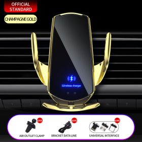 30W Car Wireless Charger Magnetic Automatic Car Mount Phone Holder For iPhone Samsung Xiaomi Infrared Induction QI Fast Charging (Color: Gold)