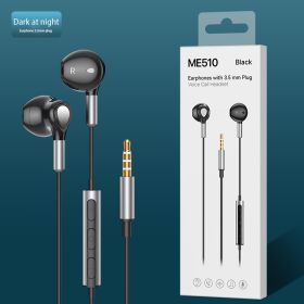 ME510 In-Ear Wired Headphones; Magnetic Noise Canceling For 3.5mm / Type-C Headphone Jack (Color: Black)