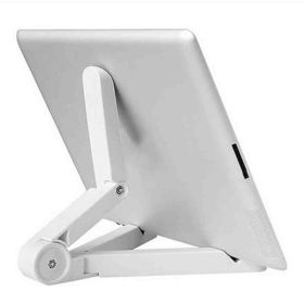 Universal Foldable Phone Tablet Holder Adjustable Bracket Desktop Stand (Color: White)