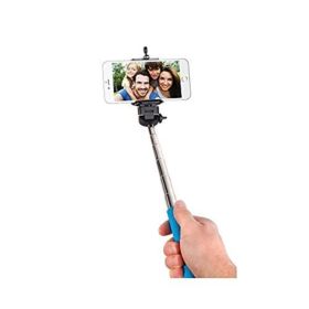 Outdoor Traving Bluetooth Telescoping Extendable Monopod Selfie Stick (Color: Blue-42")