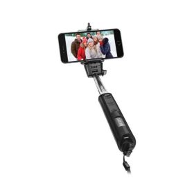 Outdoor Traving Bluetooth Telescoping Extendable Monopod Selfie Stick (Color: Black)