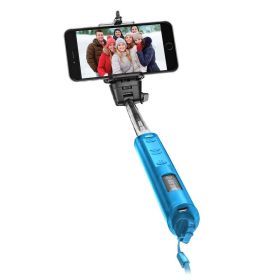 Outdoor Traving Bluetooth Telescoping Extendable Monopod Selfie Stick (Color: Blue)