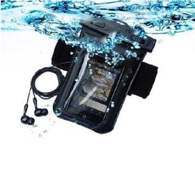 Waterproof Bag for you Smartphone with Music Out Jack and Waterproof Headphones (Color: Black)