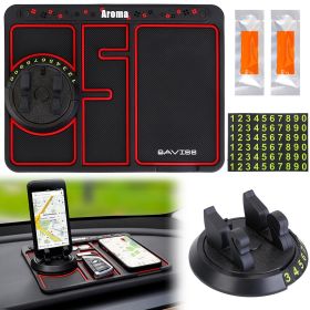 Non-slip Car Phone Mat 4 In1 Dashboard 360Â° Rotatable Phone Holder (Color: Red)