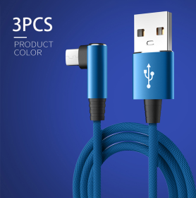 Mobile Phone Elbow Fast Charging Data Cable (Option: Blue-1.5M-3PCS)