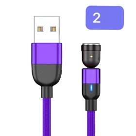 Magnetic Data Cable Threeinone 540-degree Rotation  Charging Cable Suitable (Option: 2meters purple single line)