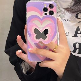 Color Butterfly Stand Silicone Phone Case (Option: Purple phone case-IPhone14)