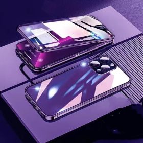 Suitable For 14 Mobile Phone Case Double-sided Magnetic Glass (Option: Purple-IPhone14)