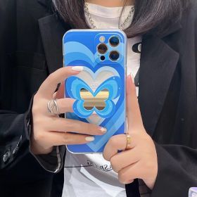 Color Butterfly Stand Silicone Phone Case (Option: Blue phone case-IPhone14)