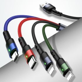 Aluminum Alloy Braided Three-in-one Charging Cable (Option: 1.2M straight line one for fou)